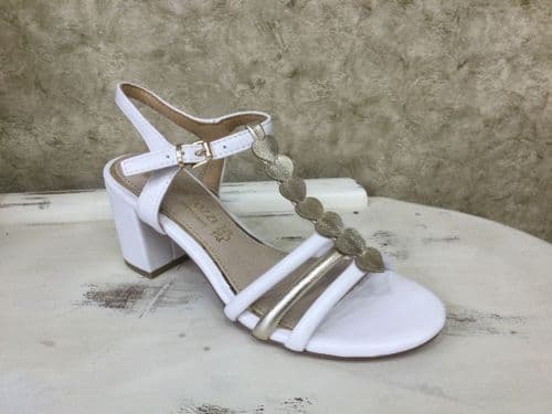 Marco Tozzi  2-88300-44-197 White & Gold Heel With Heart Details