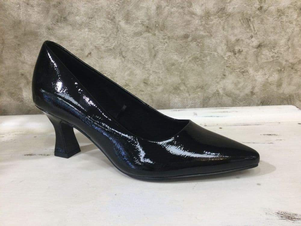 Marco Tozzi  22420-42 Black Patent Mid-Heeled Court Shoe