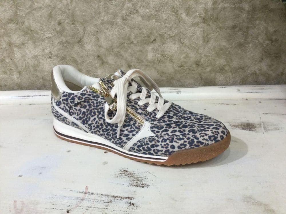 Marco Tozzi 23734-46 Leopard/Beige Lace and Zip Up Trainer