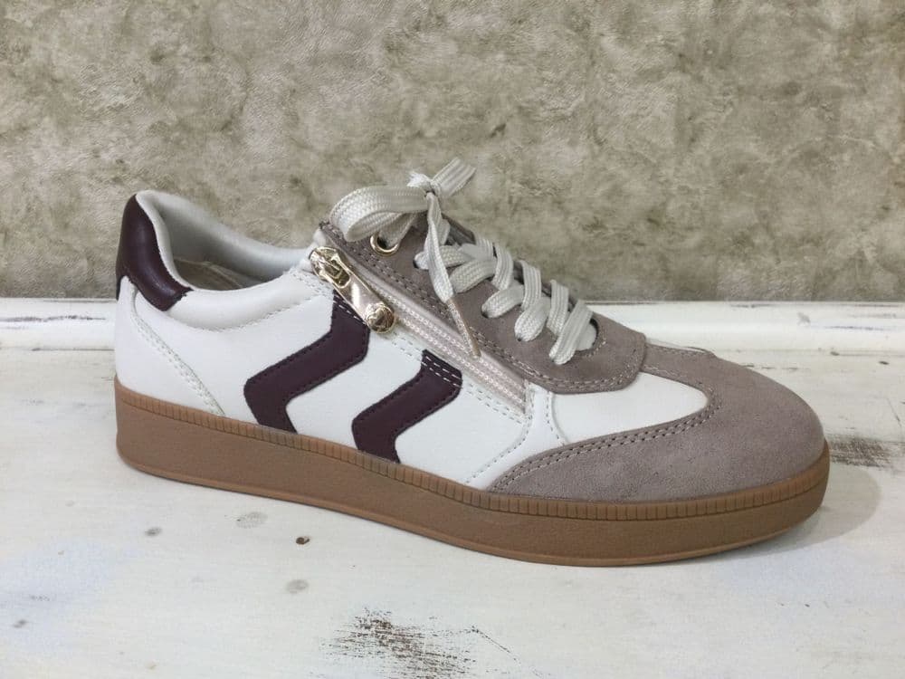 Marco Tozzi 23739-44 461 Cream / Burgundy Trainer
