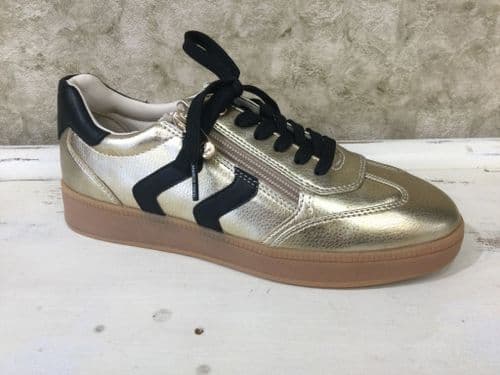 Marco Tozzi 23739-44 Gold and Black Fashion Trainer with Side Zip
