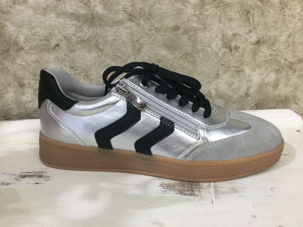 Marco Tozzi  23739-44 Silver & Black Mix Trainer