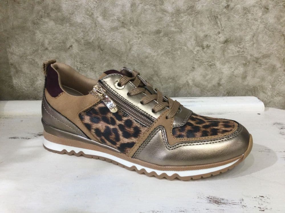 Marco Tozzi  23740-45 Gold/Leopard Mix Trainer