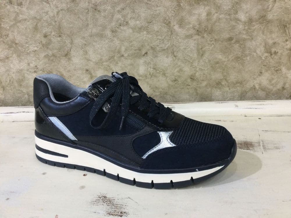 Marco Tozzi 23744-45 Navy Mix Lace and Zip Up Trainer