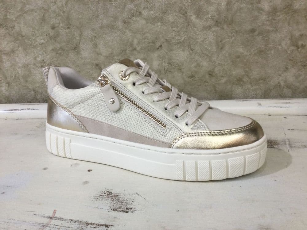 Marco Tozzi 23797-46 Cream Trainer with Side Zip