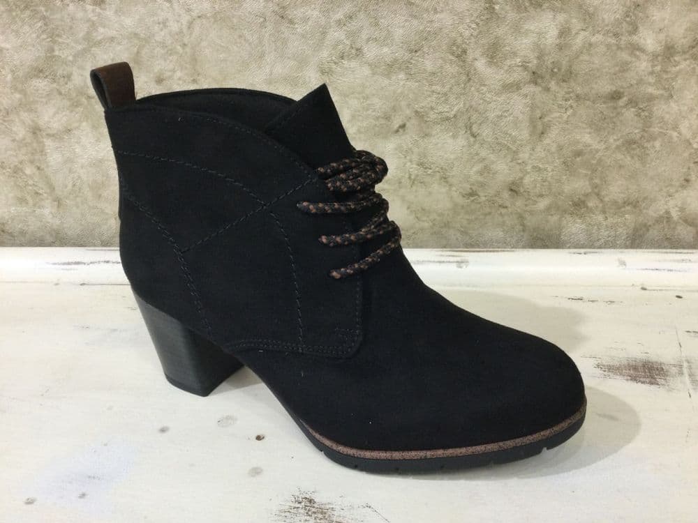 Marco Tozzi 25107-41 Black/Tan Lace Up Mid Heeled Boot