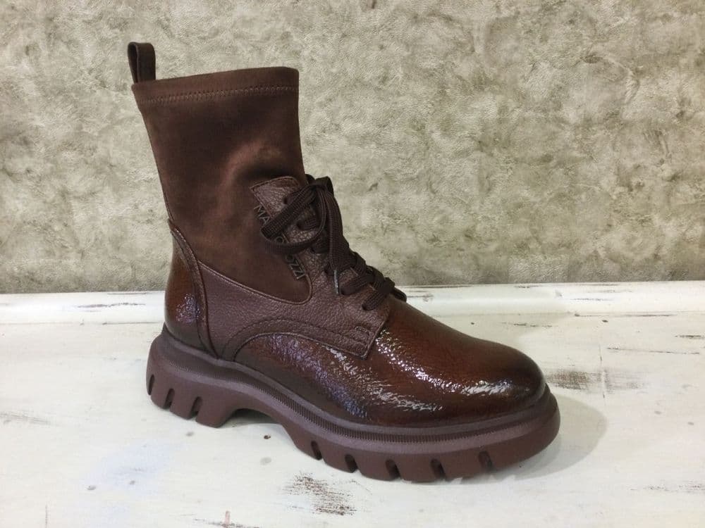 Marco Tozzi 25231-47 Cognac Patent Mix Ankle Boot
