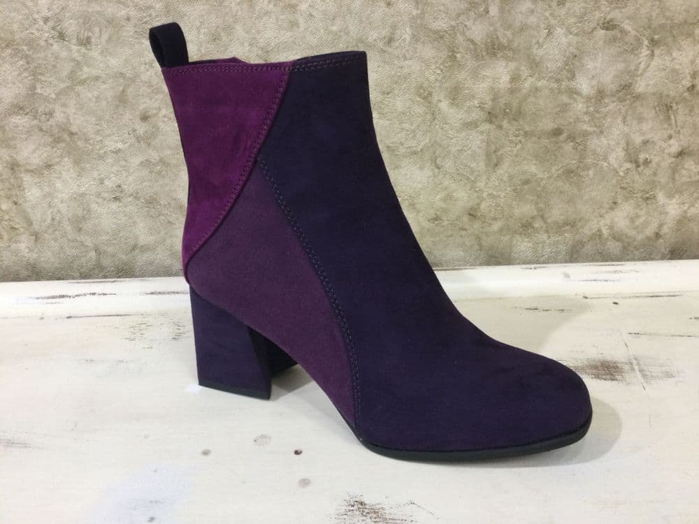 Marco Tozzi  25385-43 Purple Mix Heeled Ankle Boot with Side Zip