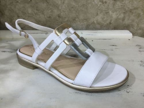 Marco Tozzi  28106-44 White Metallic Mix Flat Sandal