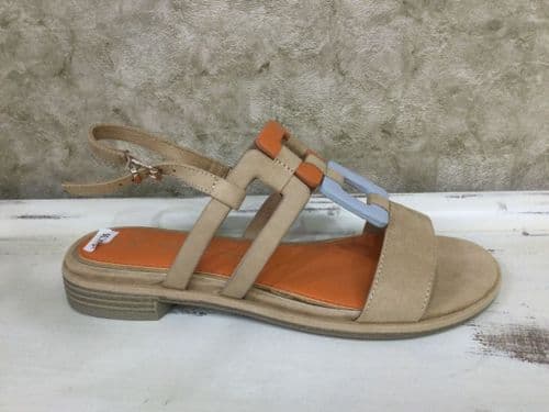 Marco Tozzi  28107-42 Beige Mix Flat Sandal