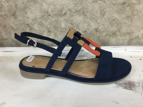 Marco Tozzi 28107-42 Navy Mix Flat Sandal