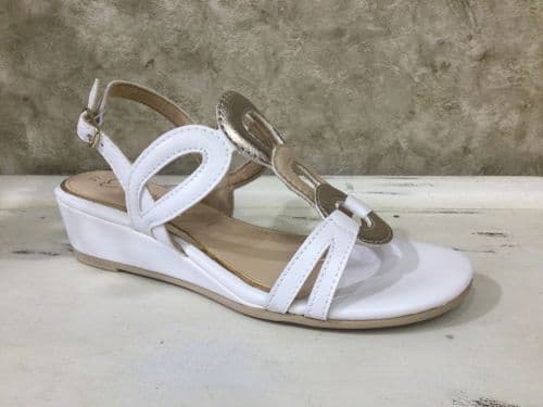 Marco Tozzi 28200-44 White/Gold Mix Wedge Sandal