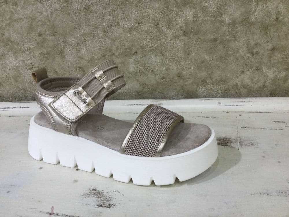 Marco Tozzi 28542-46 Platinum Mix Velcro Fastening Chunky Sandal