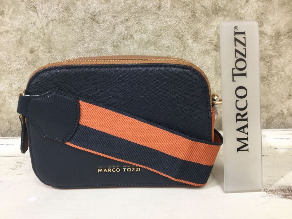 Marco Tozzi Handbag 2-61114-42 Navy, Orange & Tan Camera Bag