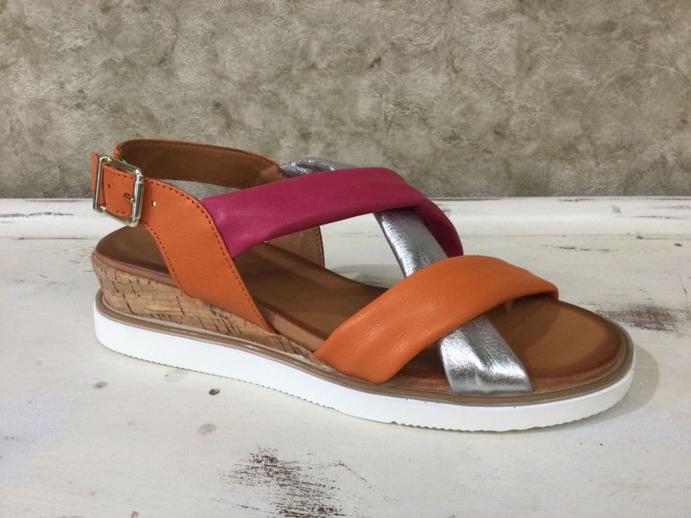 Modella Lyla Pink/Orange Multi Wedge Sandal