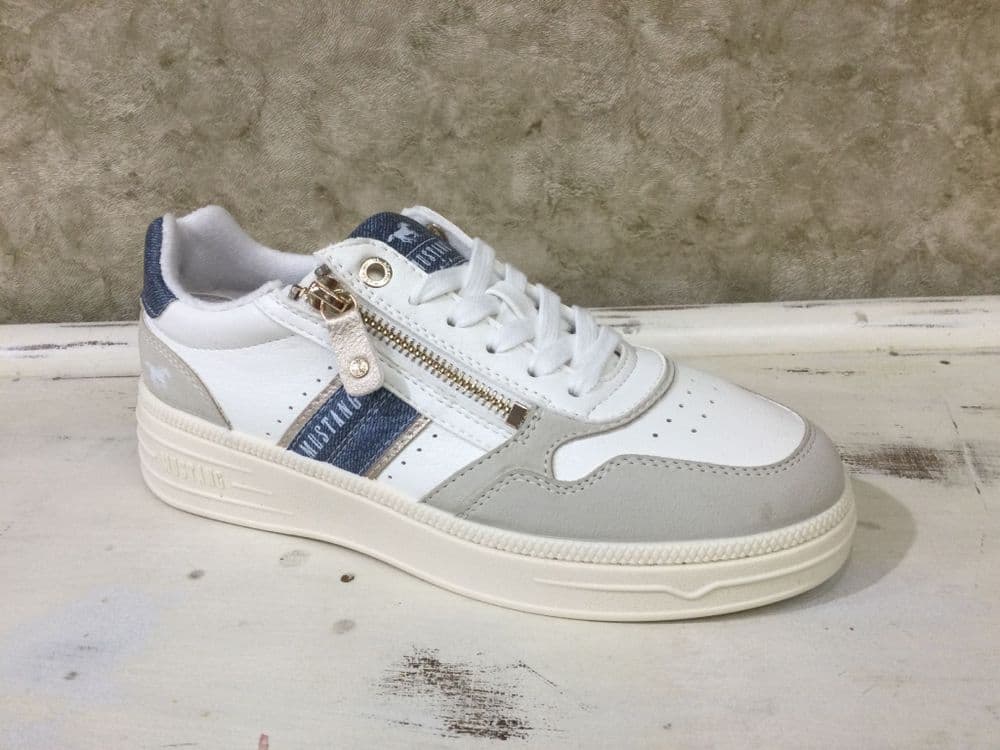 Mustang 26M0592001 Denim and White Chunky Trainer