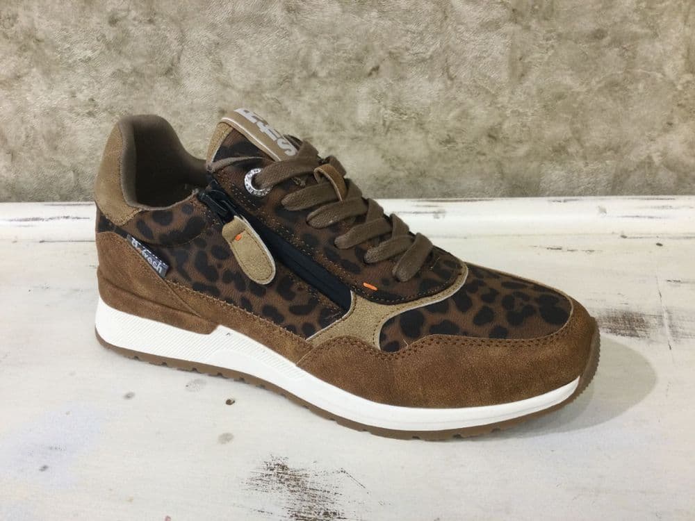 Refresh 172958 Camel/Leopard Lace and Zip Up Trainer