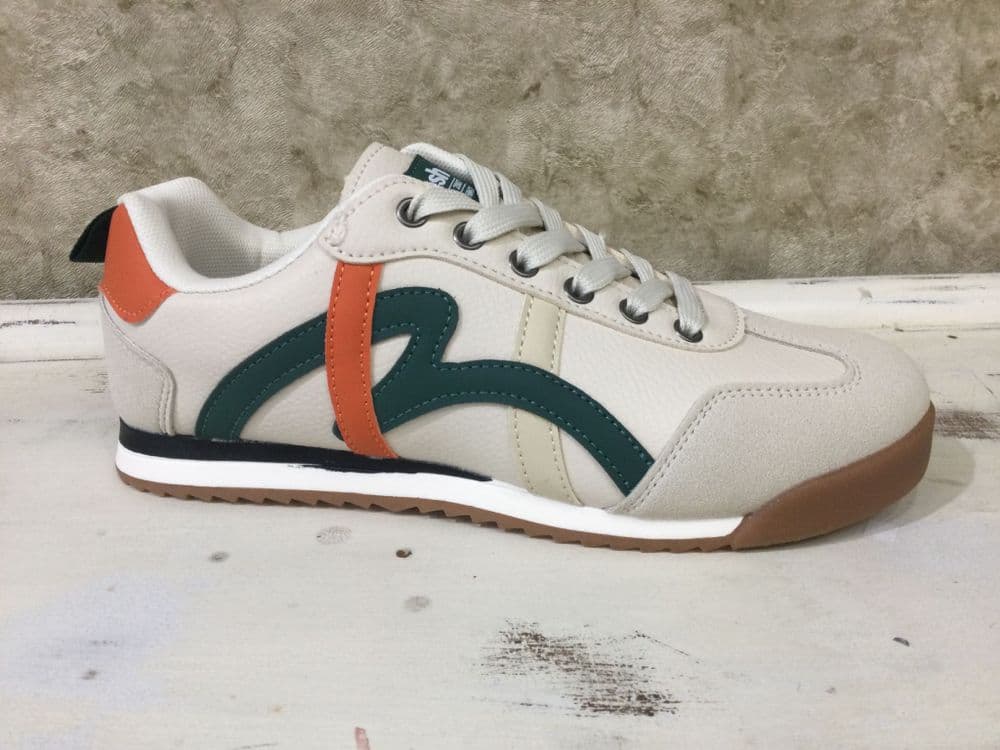 Refresh 173101 Green & Beige Mixed Lac up Fashion Trainer with Gum Sole