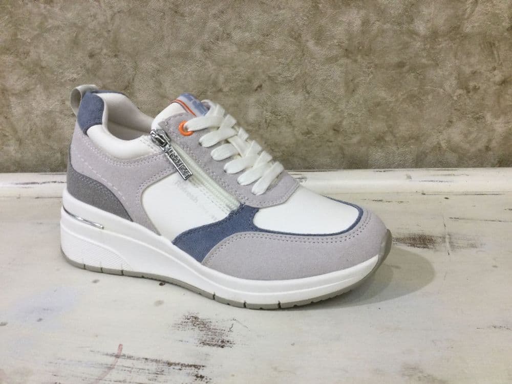 Refresh 175051 White/Grey/Blue Mix Wedge Trainer