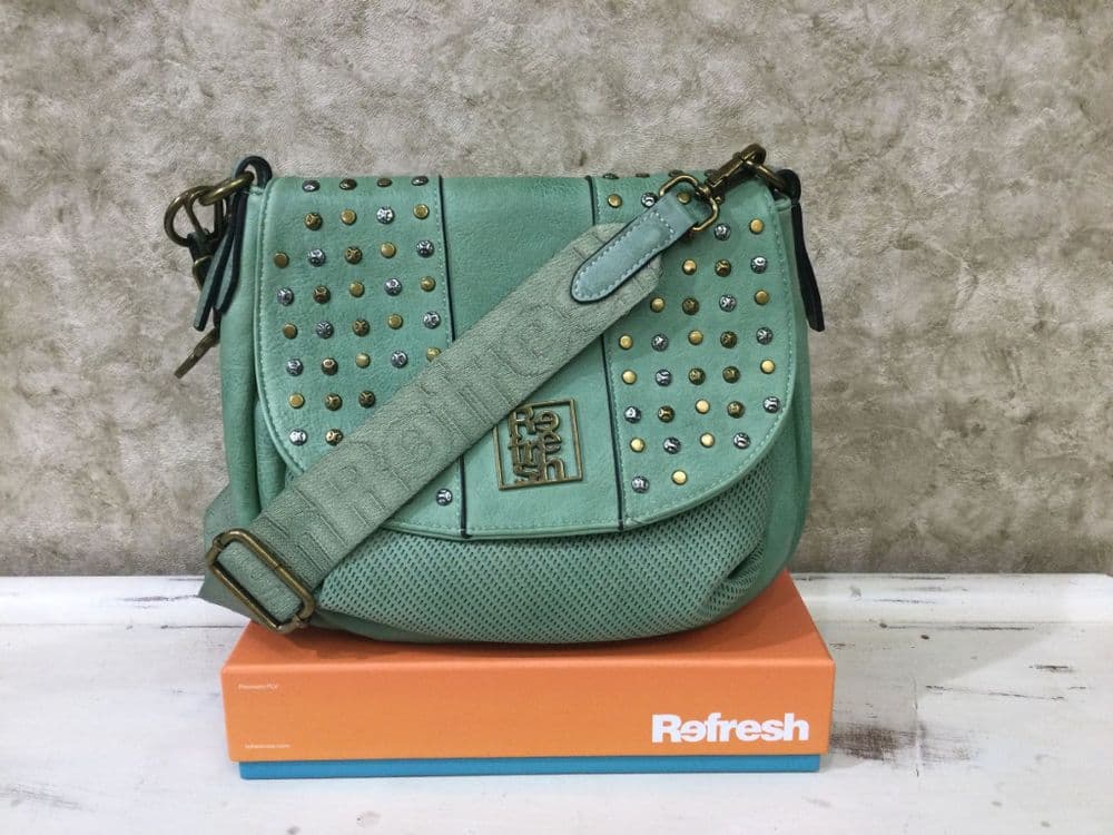 Refresh 183350 Green Studded Crossbody Bag