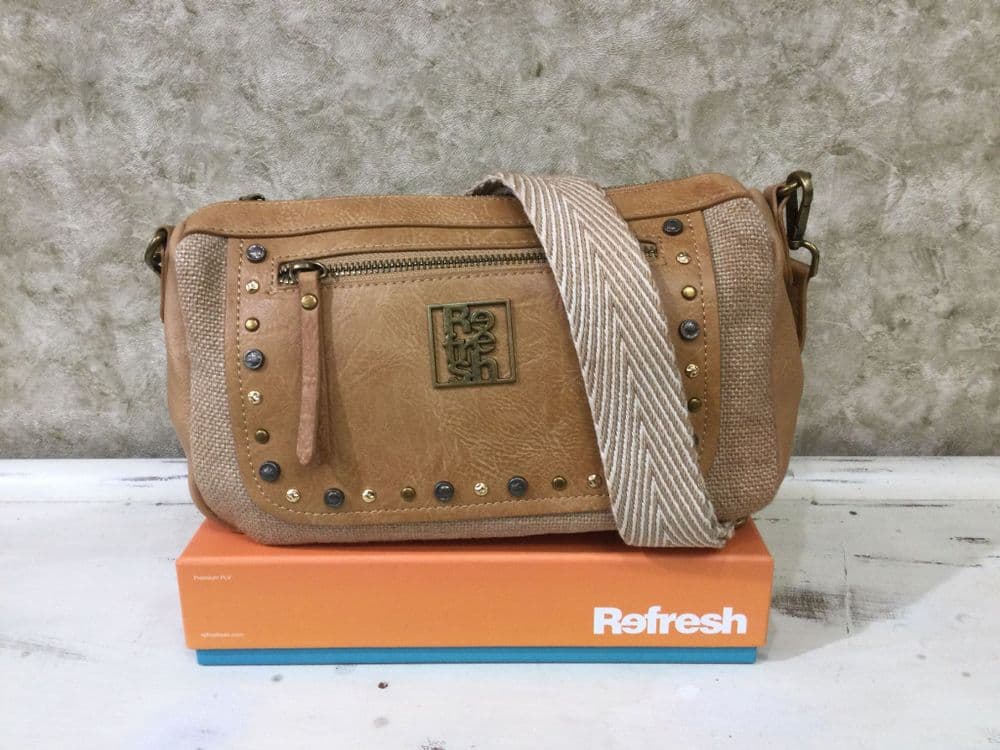 Refresh 183363 Camel Stud Detail Crossbody Bag