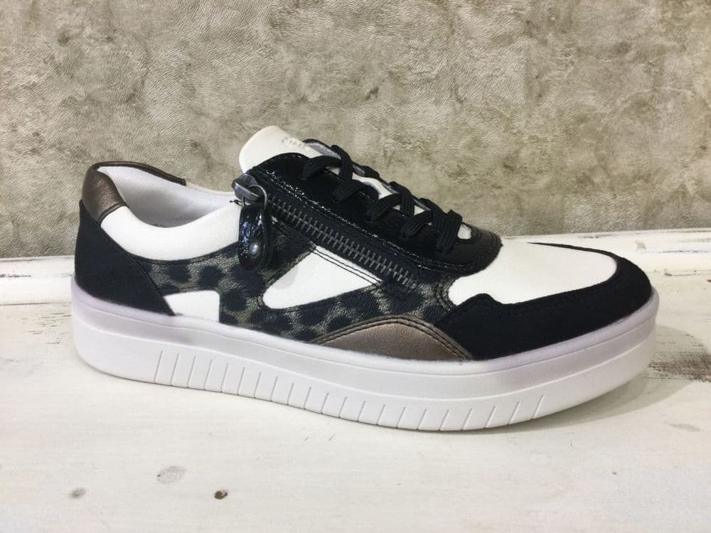 Remonte D0J04-60 Ecru/Animal Zip-Up Trainer
