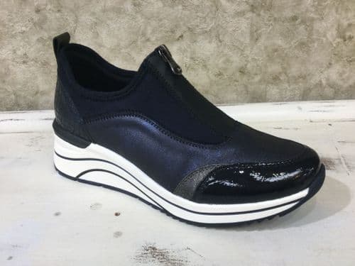 Remonte D0T08-14 Navy wedge Trainer with Front Zip