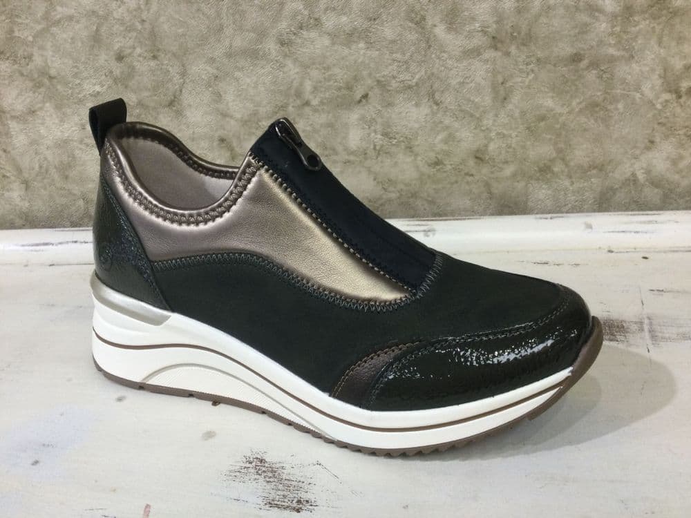 Remonte D0T08-54 Bronze/Forest Mix Zip-Up Trainer