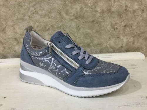Remonte D2401-11 Blue & Silver Mix Wedge Trainer
