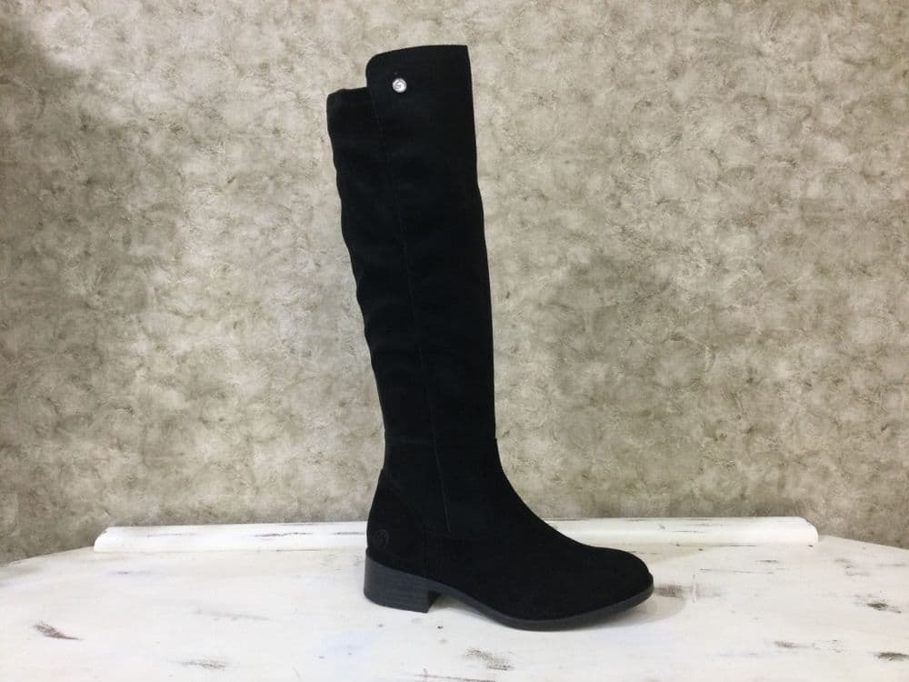 Remonte D2A78-25 Black Suede Knee High Boot