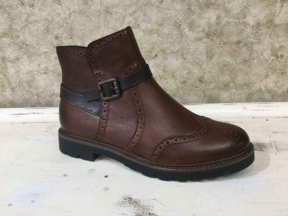 Remonte D2Q74-22 Brown Leather Ankle Boot with Inside Zip