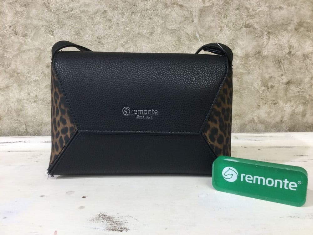 Remonte Handbag Q0676-00 Black Leopard Crossbody Bag