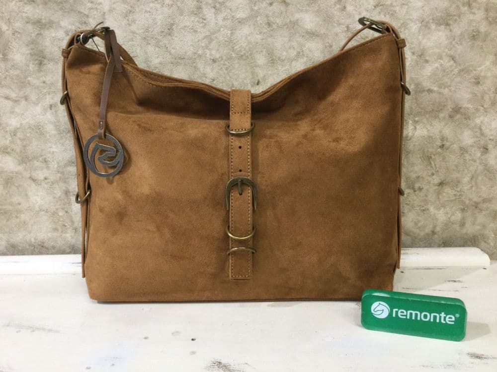 Remonte Handbag Q0736-22 Tan Faux Suede Slouchy Handbag