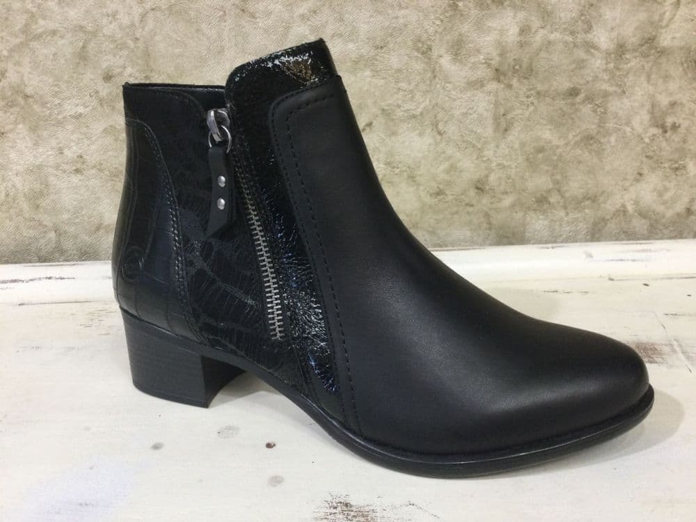 Remonte R5172-00 Black Ankle boot with Inside Zip