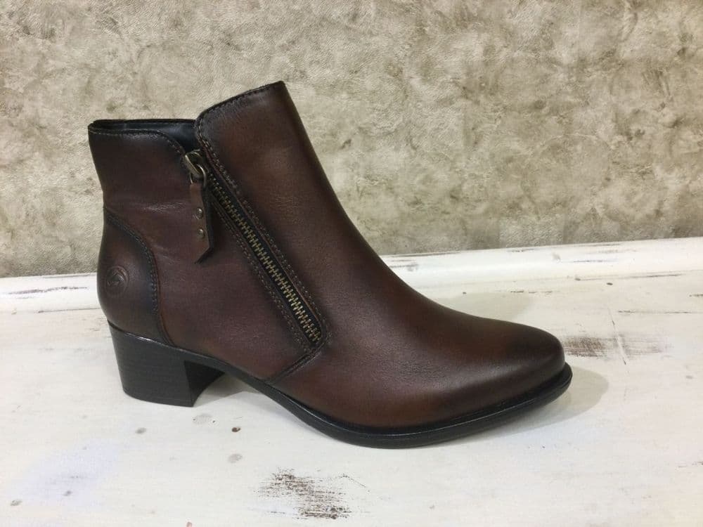Remonte R5190-22 Chestnut Mid Block Heeled Ankle Boot