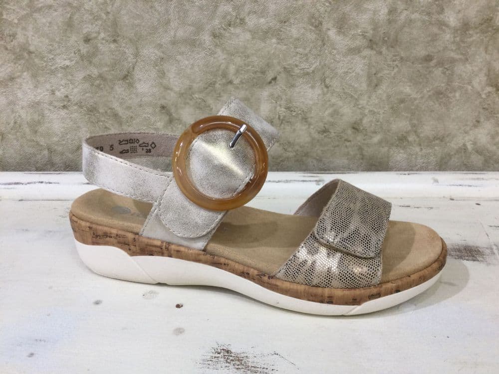 Remonte R6853-94 Beige/Animal Metallic Sandal
