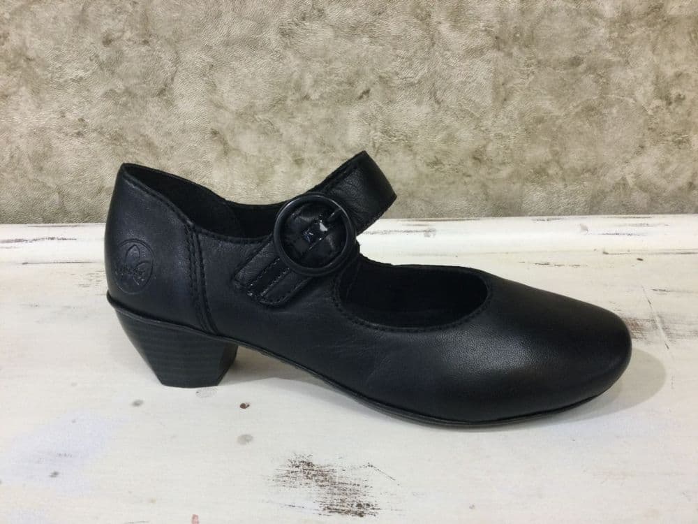 Rieker 41756-00 Black Strap Over Shoe