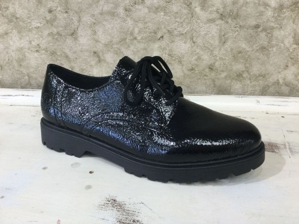 Rieker 45502-00 Black Patent Lace Up Brogue