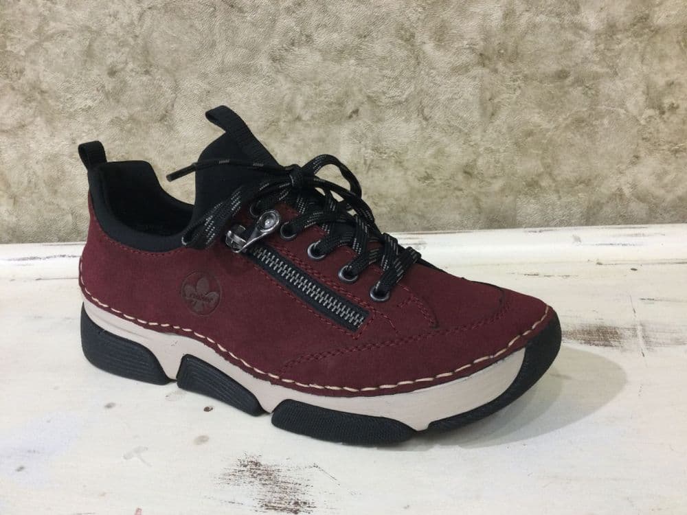 Rieker 45973-36 Burgandy Slip On Trainer