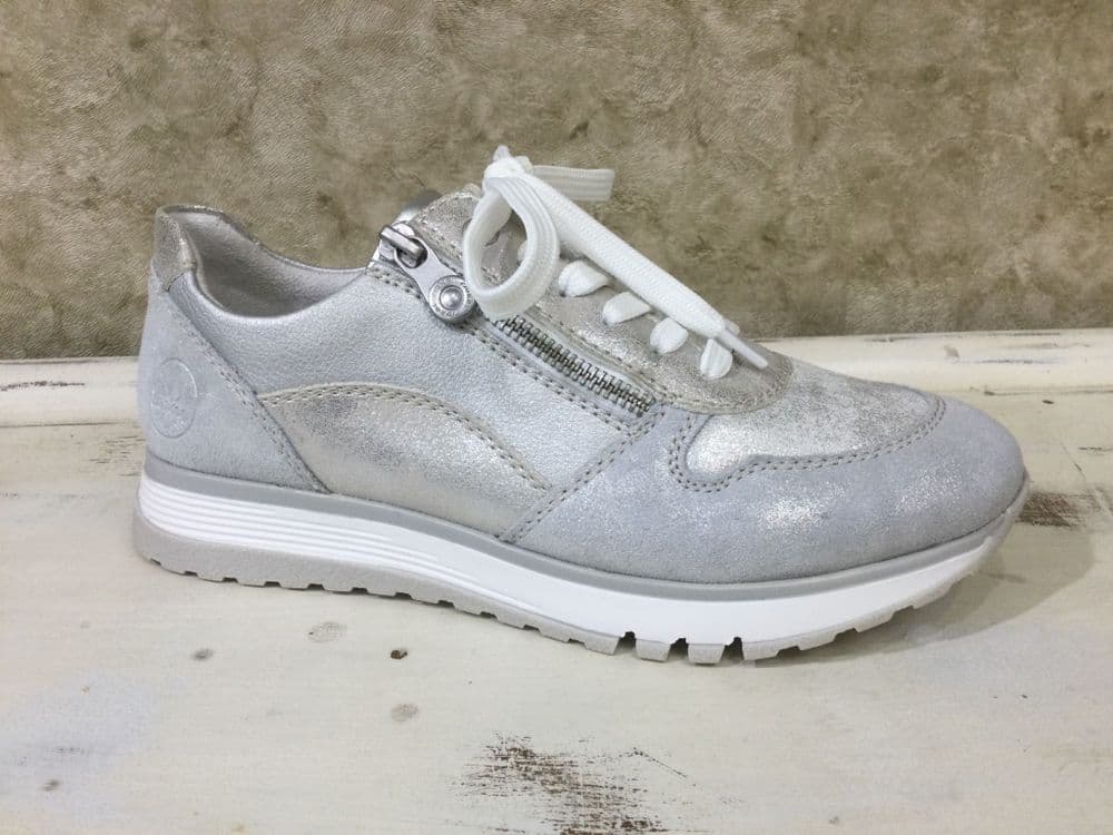 Rieker 49003-91 Silver Trainer with side Zip