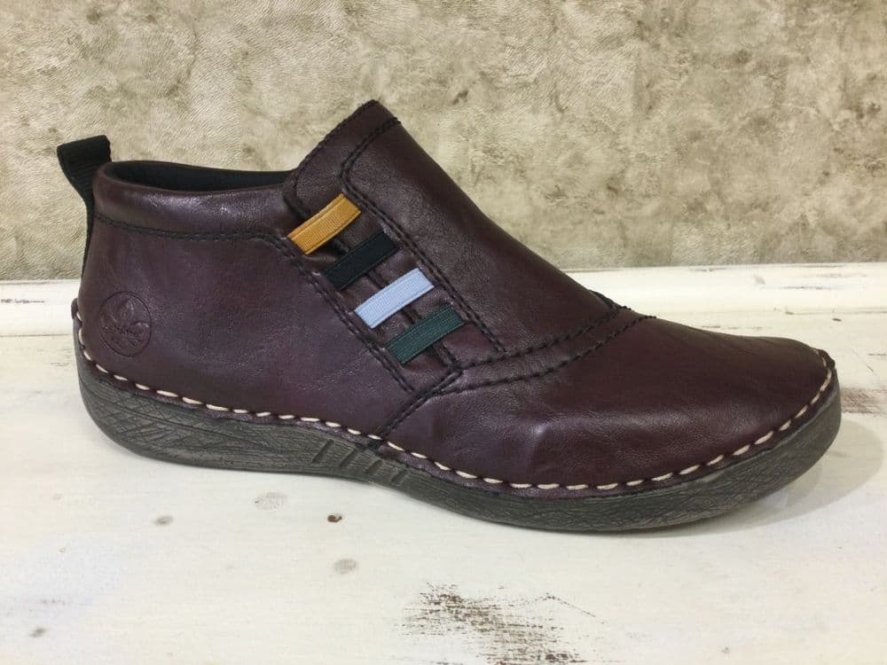 Rieker 52584-30  Burgundy Shoe with Side Zip