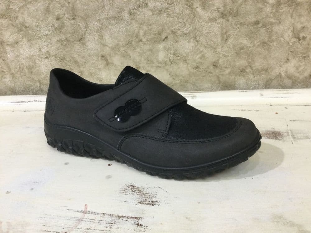 Rieker 59552-45 Charcoal Fabric Top Velcro Fastening Shoe