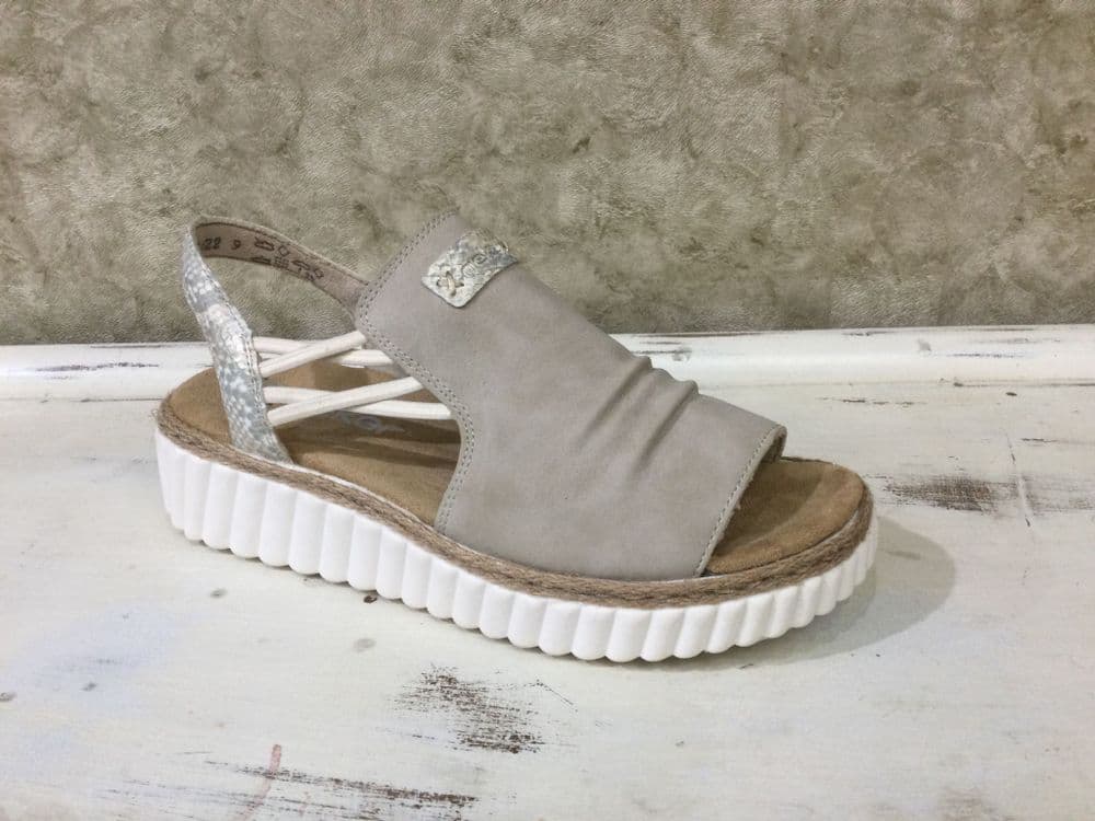 Rieker 69262-62 Beige/Snake Mix Wedge Heeled Slingback