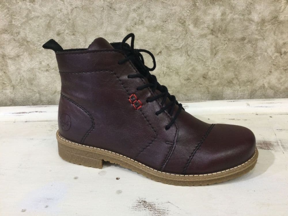Rieker 73500-30 Burgundy Ankle Boot with Inside Zip