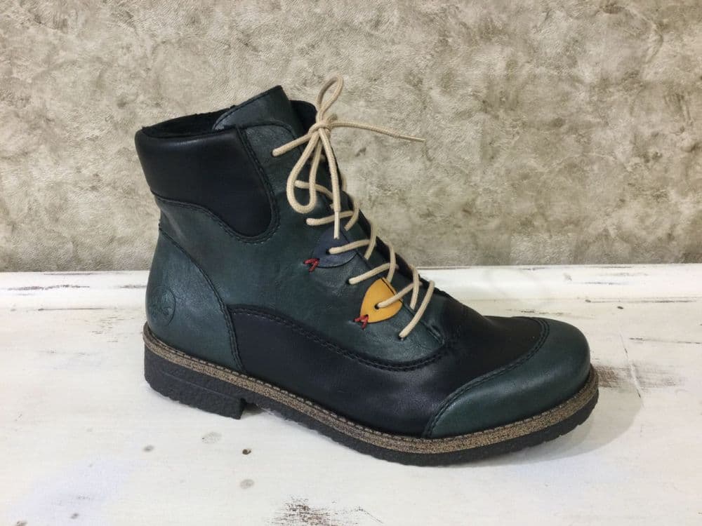 Rieker 73510-90 Petrol / Mix Lace Up Boot