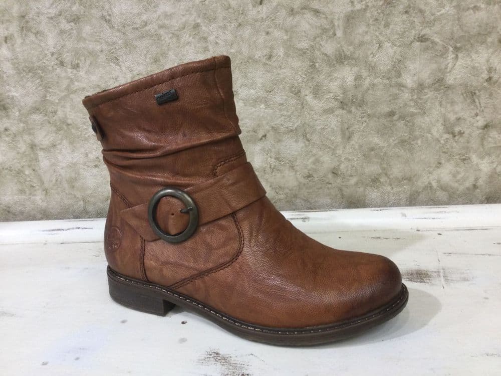 Rieker 74857-22 Tan Distressed Look Ankle Boot