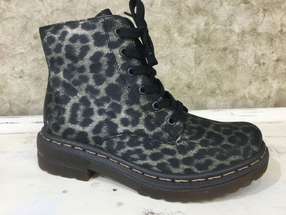 Rieker 78240-90 Cheetah Print Boot with Side Zip