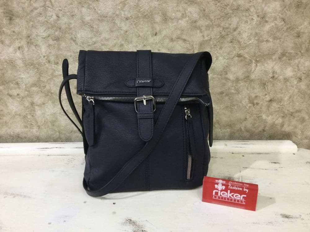 Rieker H1103-12 Navy Buckle Detail Crossbody Bag