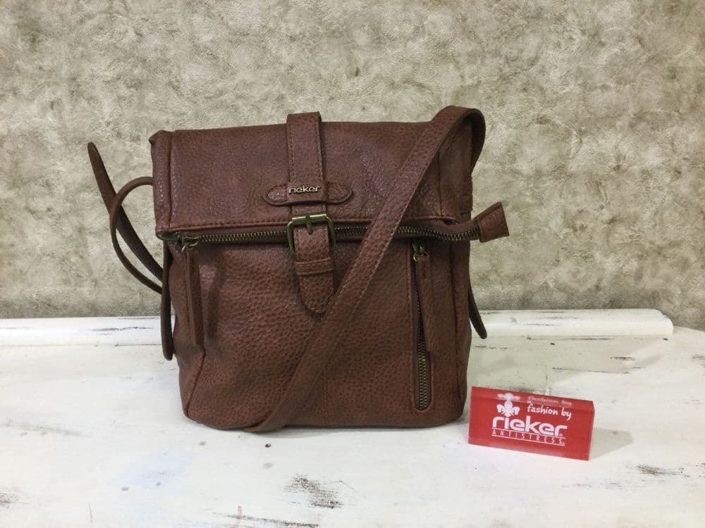 Rieker H1103-22 Brown Buckle Detail Crossbody Bag