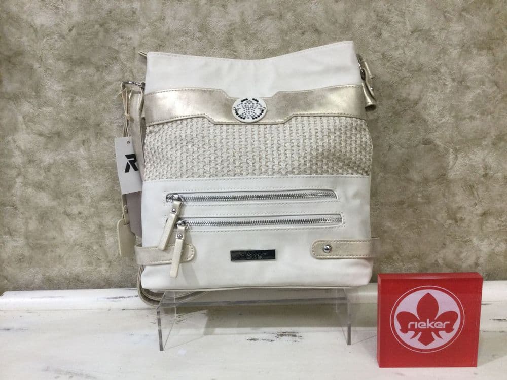 Rieker Handbag H1346-92 Cream & Metallic Gold Crossbody Bag